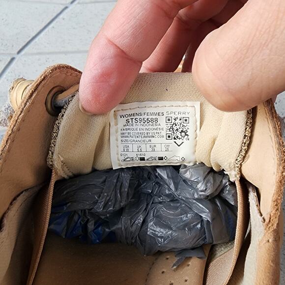 Sperry Songfish Linen Oat Leather Top Sider Boat Shoes 8 - Picture 6 of 9